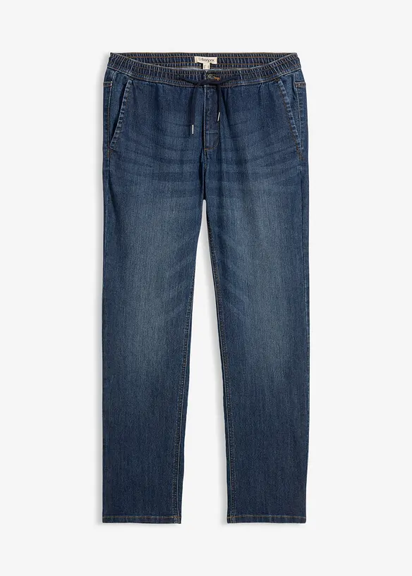 Regular fit-pull on-jeans i lett denim med stretch og komfortlinning, Straight, bonprix
