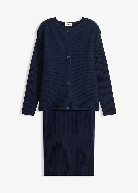 Strikket kjole og vest (2-delt sett), bonprix