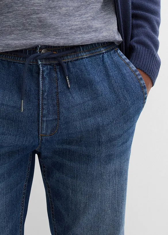 Regular fit-pull on-jeans i lett denim med stretch og komfortlinning, Straight, bonprix