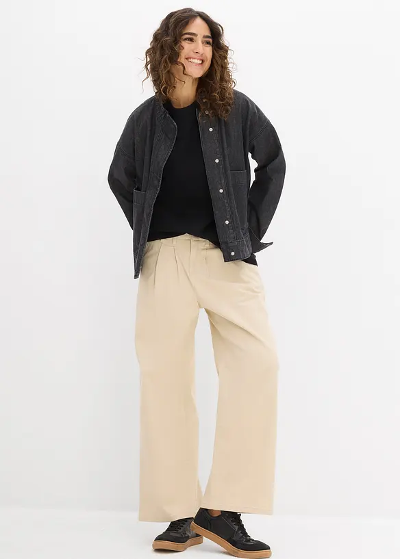 Oversized topp i formstabil, 100% &oslash;kologisk bomull, bonprix