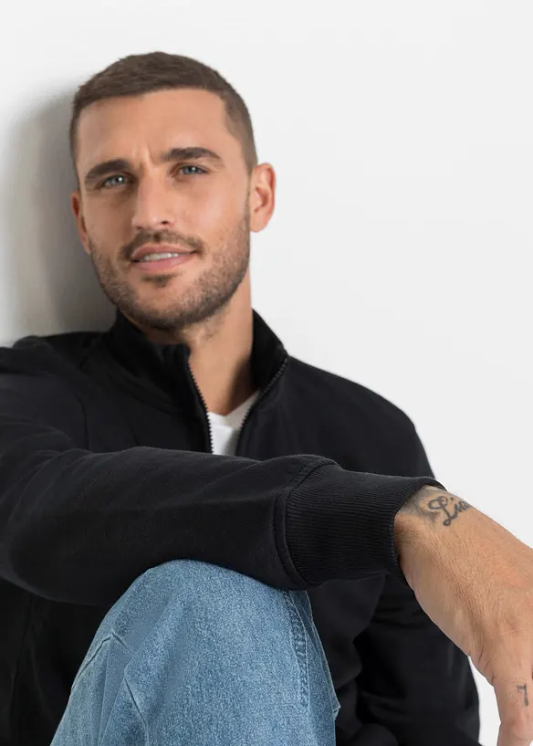 Sweatshirtjakke med h&oslash;y kant i halsen, bonprix