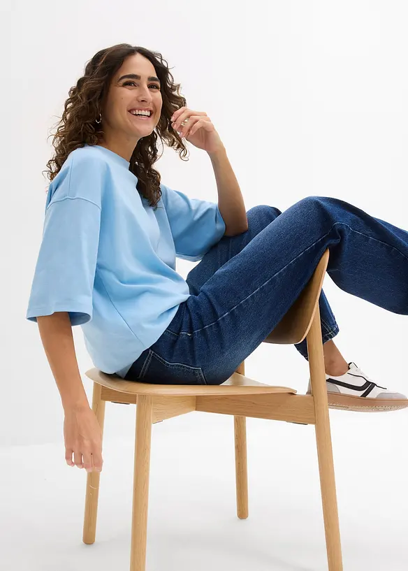 Oversized topp i formstabil, 100% &oslash;kologisk bomull, bonprix