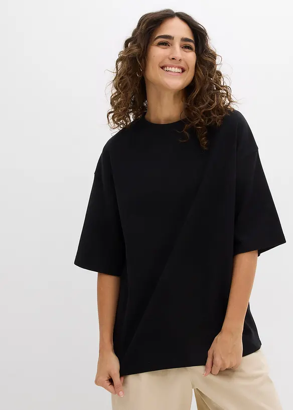 Oversized topp i formstabil, 100% &oslash;kologisk bomull, bonprix