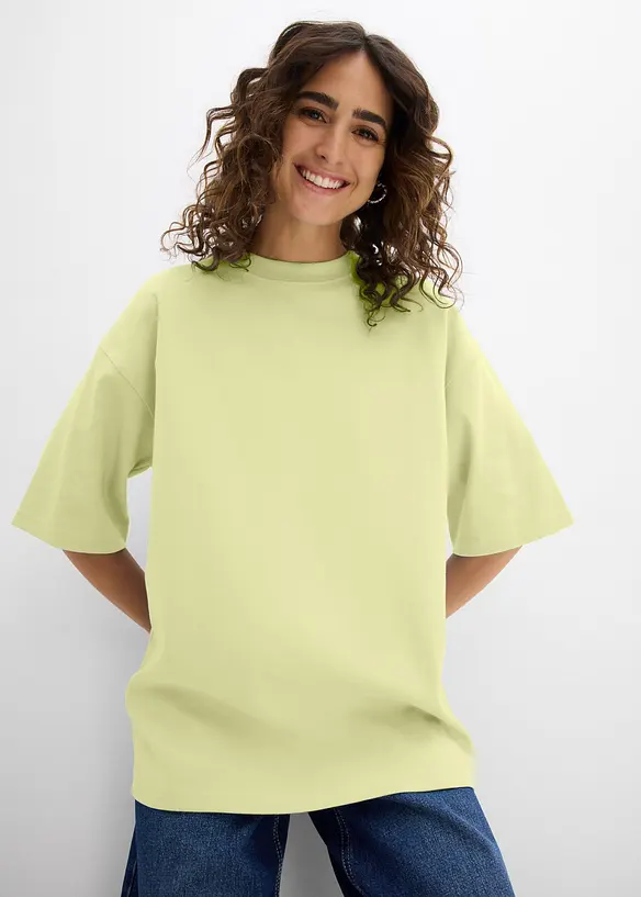 Oversized topp i formfast, 100% &oslash;kologisk bomull, bonprix