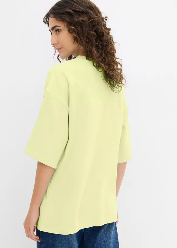 Oversized topp i formfast, 100% &oslash;kologisk bomull, bonprix
