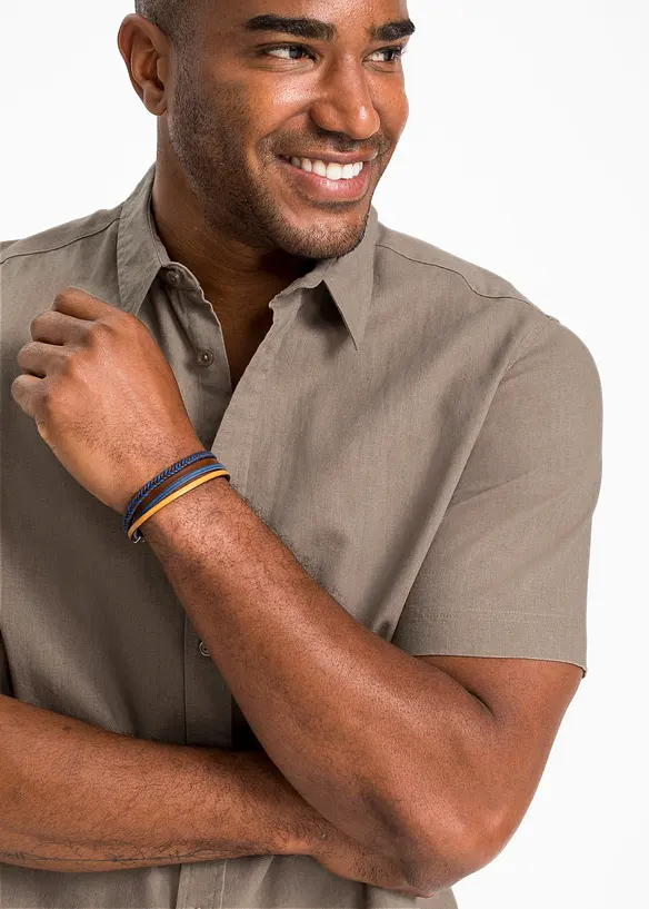 Kortermet skjorte i luftig linmiks, bonprix