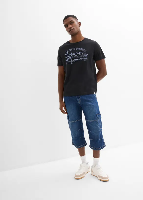 Regular Fit 3/4-cargojeans med stretch, Straight, bonprix