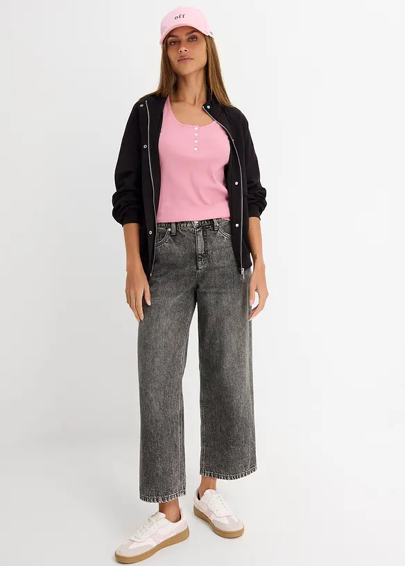 Loose Straight-jeans Mid Waist, cropped, bonprix