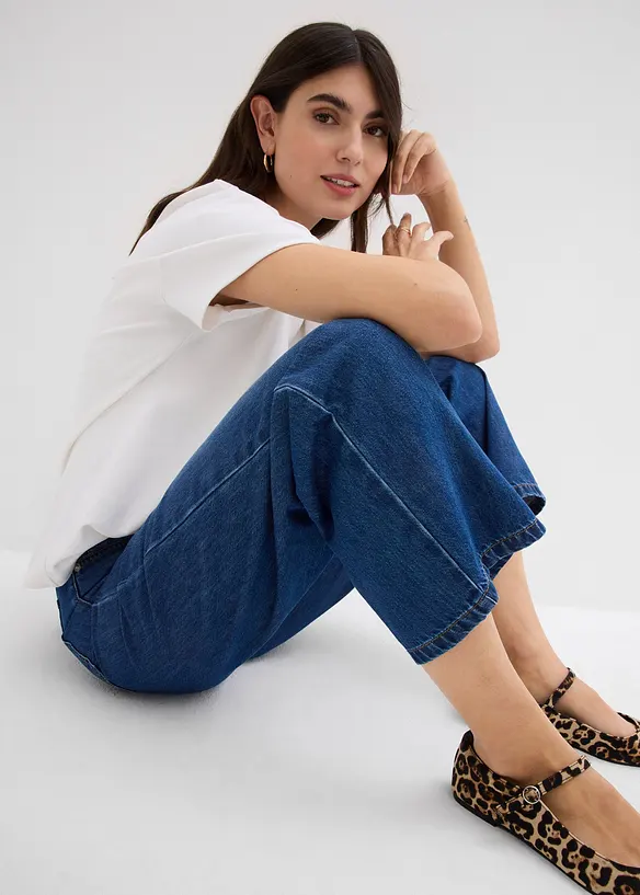 Baggy-jeans Mid Waist, supersoft, cropped, bonprix