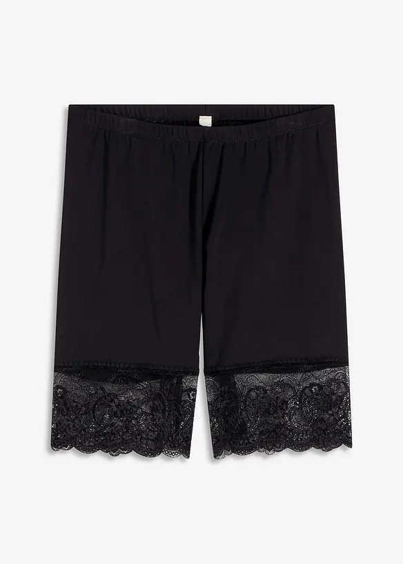 Truse med ben og "anti-gnisse"-effekt i kj&oslash;lende polyamid med blondekanter p&aring; bena, bonprix