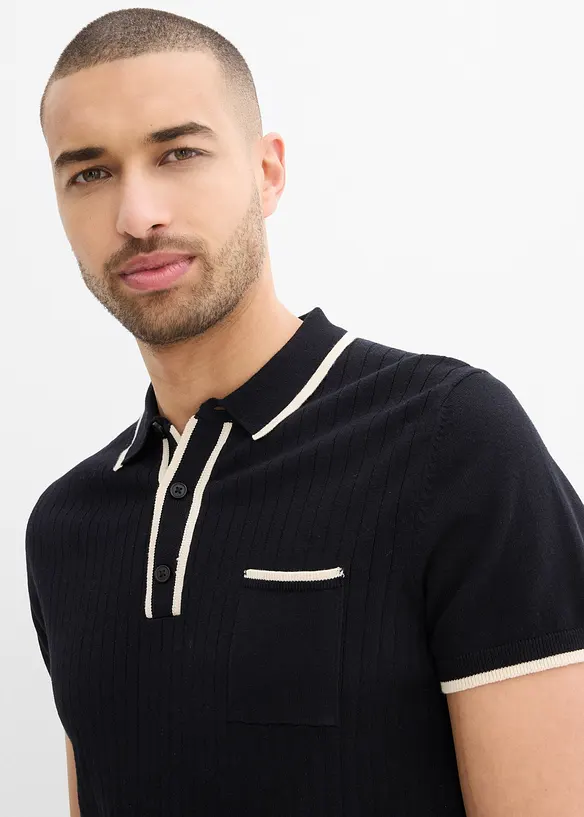 Poloskjorte med kontrastfargede detaljer, bonprix