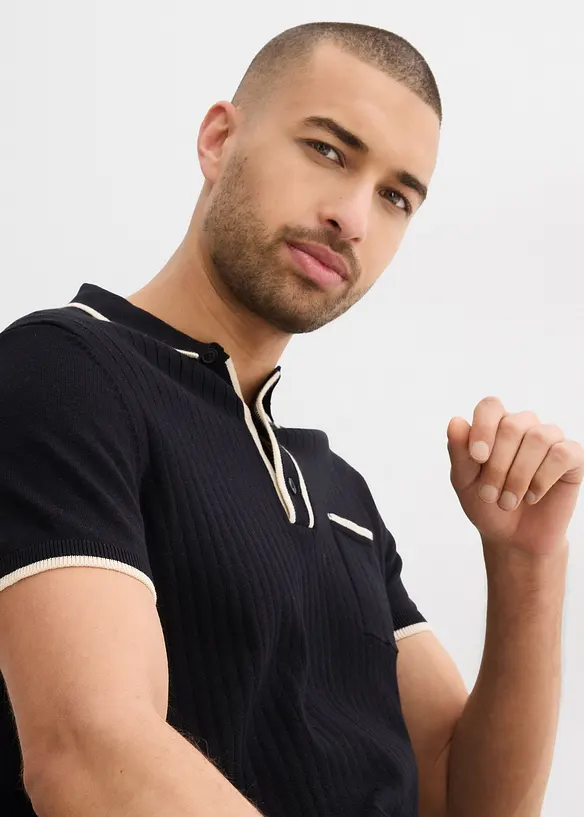 Poloskjorte med kontrastfargede detaljer, bonprix