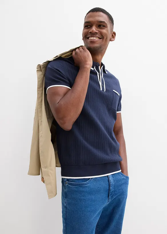 Poloskjorte med kontrastfargede detaljer, bonprix