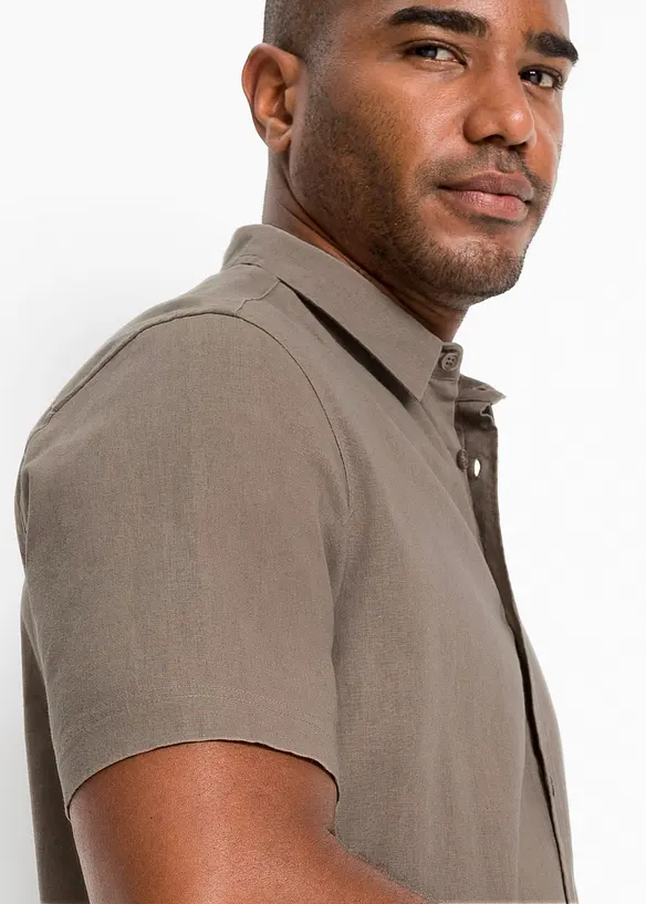 Kortermet skjorte i luftig linmiks, bonprix