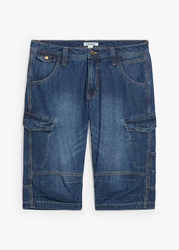 Lang cargo-bermudashorts i lett denim med stretch, Relaxed Fit, bonprix