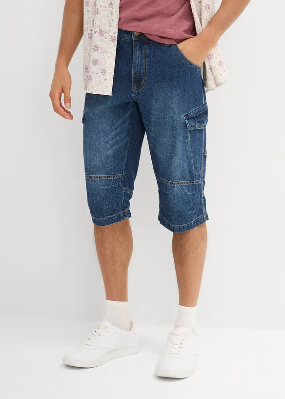 Lang cargo-bermudashorts i lett denim med stretch, Relaxed Fit, bonprix