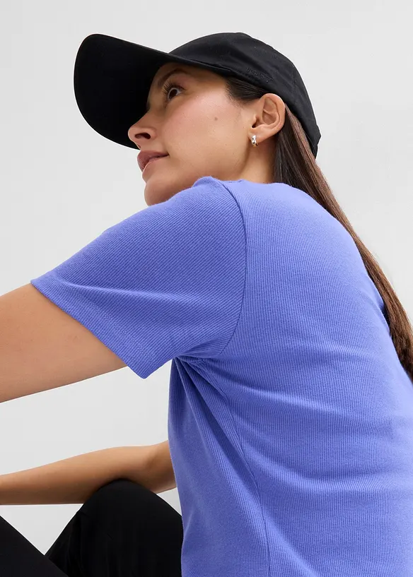 Ribbet topp i 100% &oslash;kologisk bomull (2-pack), bonprix