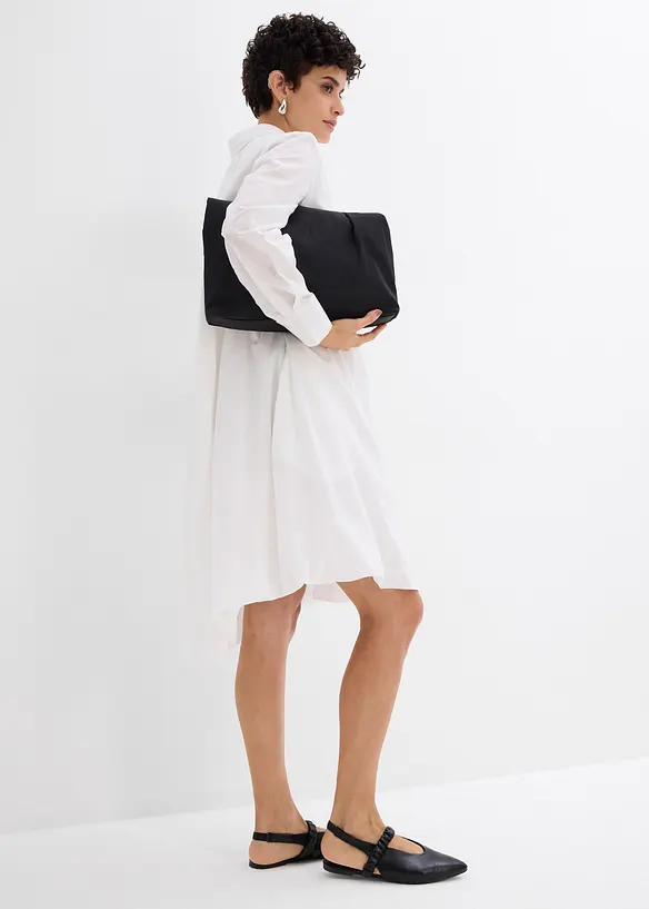 Skjortekjole i 100% bomull med boblekant, bonprix