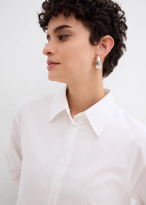 Skjortekjole i 100% bomull med boblekant, bonprix