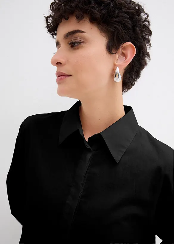 Skjortekjole i 100% bomull med boblekant, bonprix