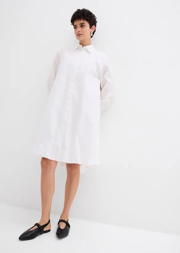 Skjortekjole i 100% bomull med boblekant, bonprix