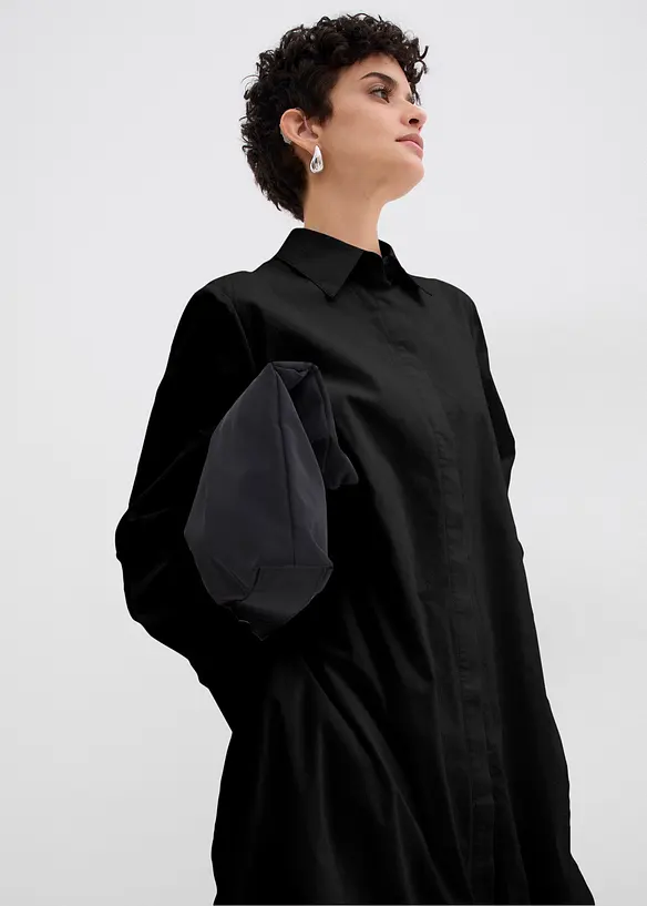 Skjortekjole i 100% bomull med boblekant, bonprix