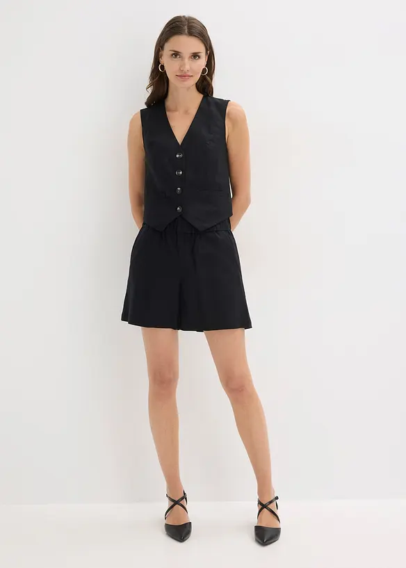 Vest og shorts i linmiks, bonprix