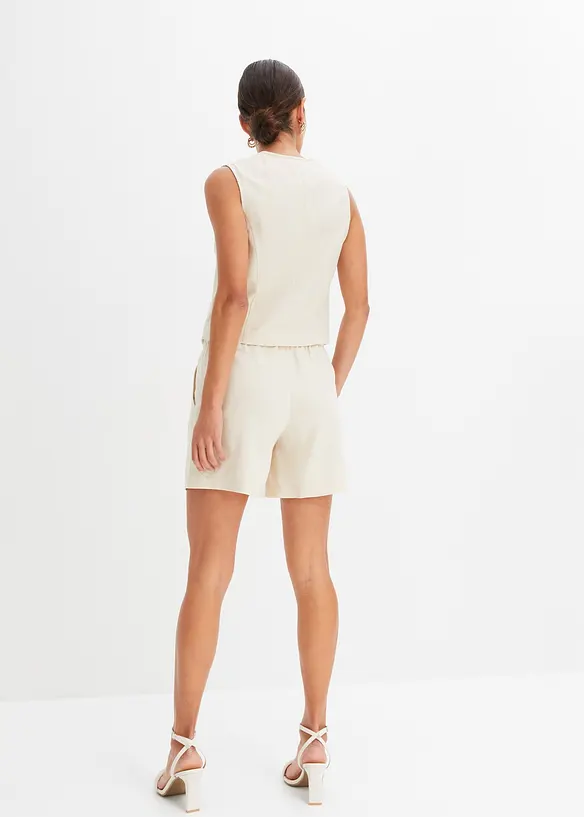 Vest og shorts i linmiks, bonprix