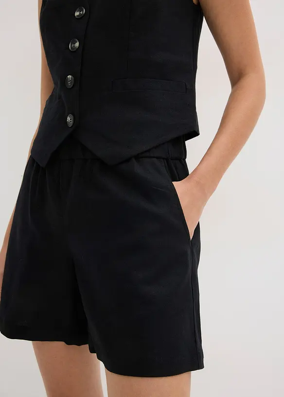 Vest og shorts i linmiks, bonprix