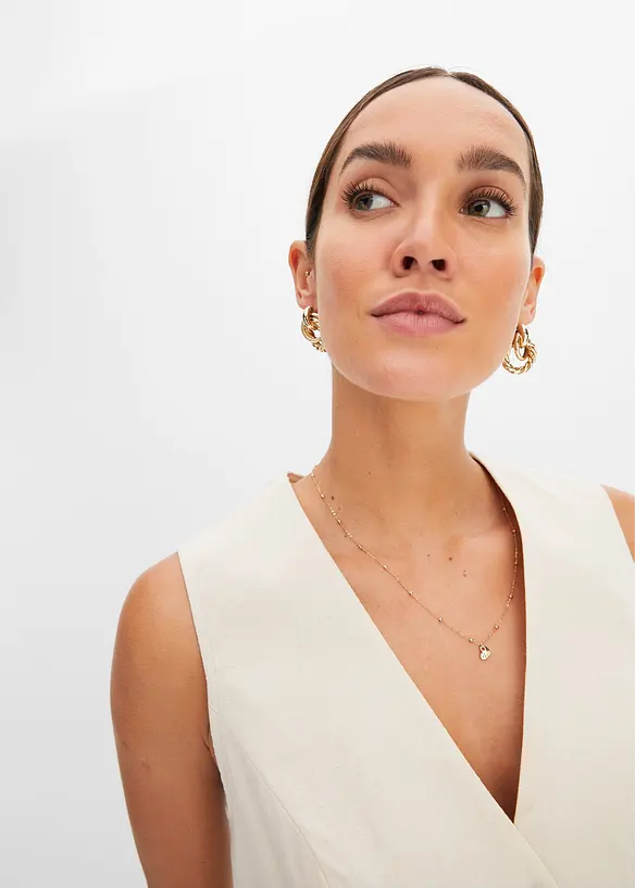 Vest og shorts i linmiks, bonprix