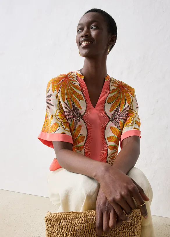 Blusetunika med silke, bonprix