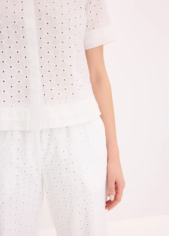 Bluse med hullbroderi, bonprix