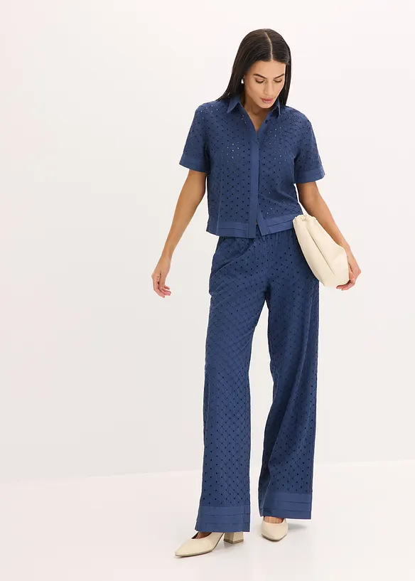 Bluse med hullbroderi, bonprix