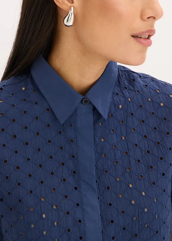 Bluse med hullbroderi, bonprix