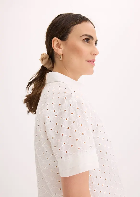 Bluse med hullbroderi, bonprix