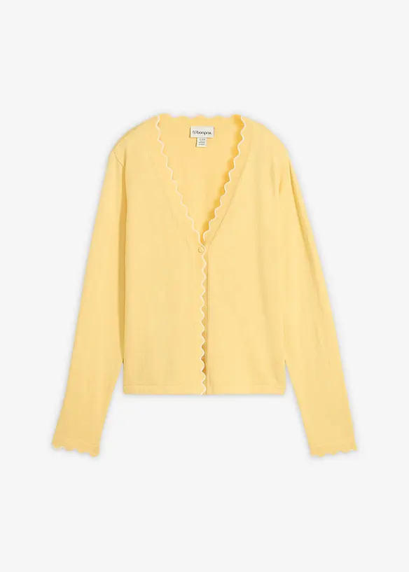 Finstrikket cardigan med silke, bonprix