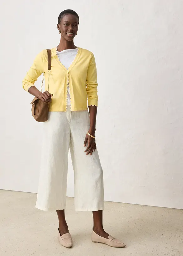 Finstrikket cardigan med silke, bonprix