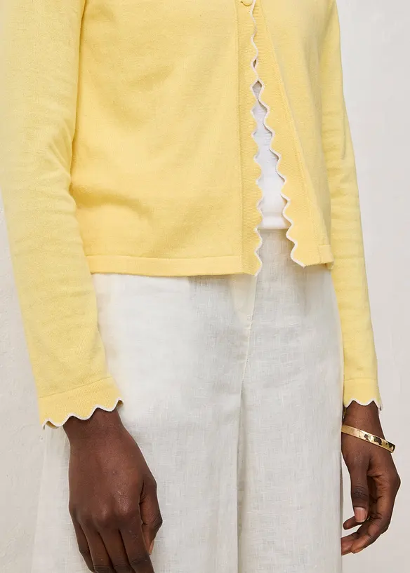 Finstrikket cardigan med silke, bonprix