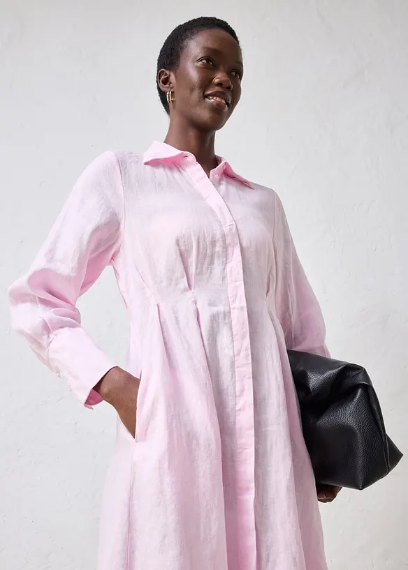 Skjortekjole i lin, bonprix