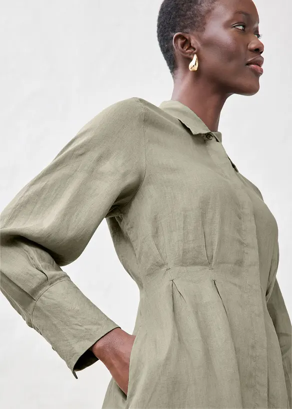 Skjortekjole i lin, bonprix