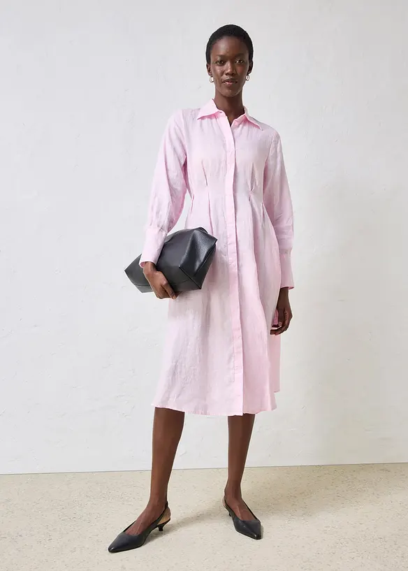 Skjortekjole i lin, bonprix