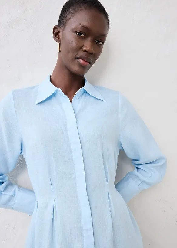 Skjortekjole i lin, bonprix