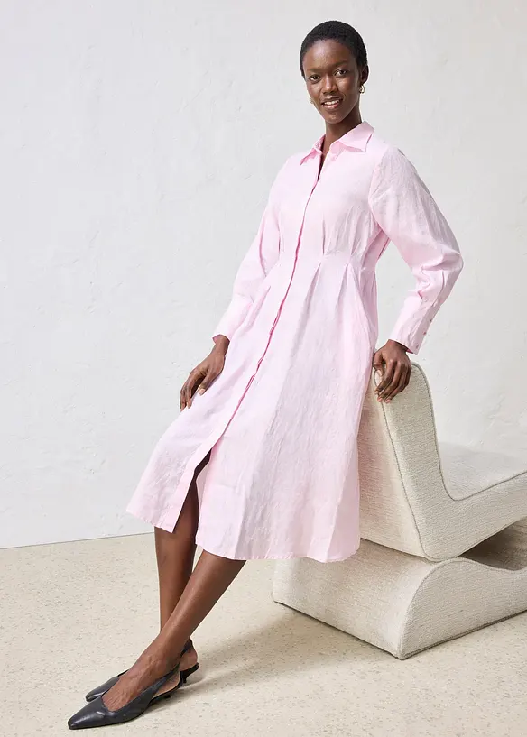 Skjortekjole i lin, bonprix