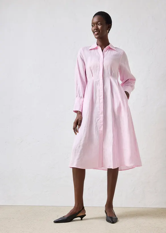 Skjortekjole i lin, bonprix