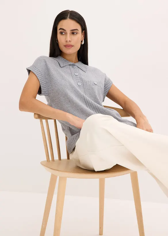 Genser med bomull og krage, bonprix