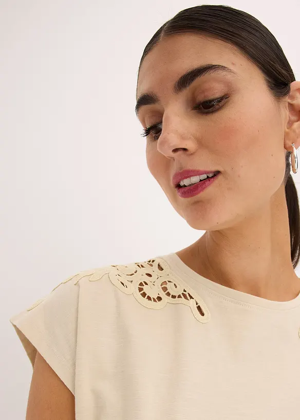 Topp med heklede blonder, bonprix