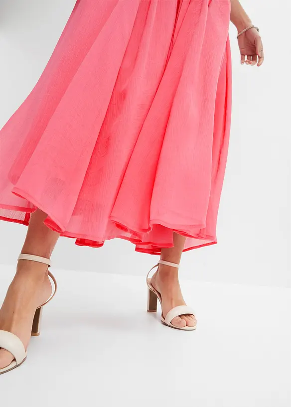 Chiffonkjole med sl&oslash;yfedetaljer, bonprix