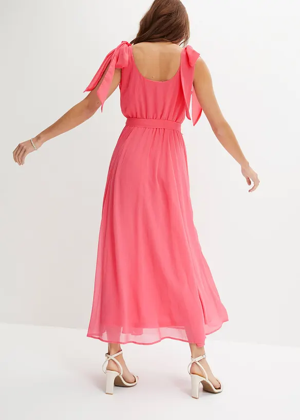 Chiffonkjole med sl&oslash;yfedetaljer, bonprix