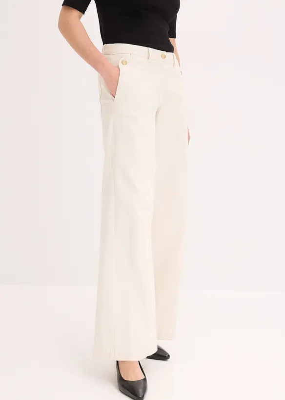 Wide Leg-bukse med stretch, bonprix