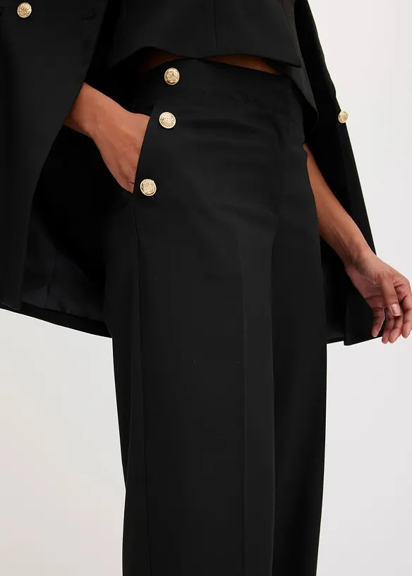 Bukse med vide ben og dekorative knapper, bonprix